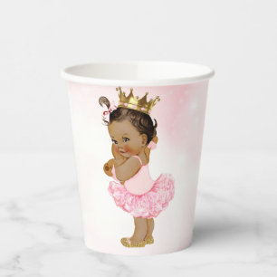 Vintage Pink Gold Tan Princess Baby Shower Paper C Cups