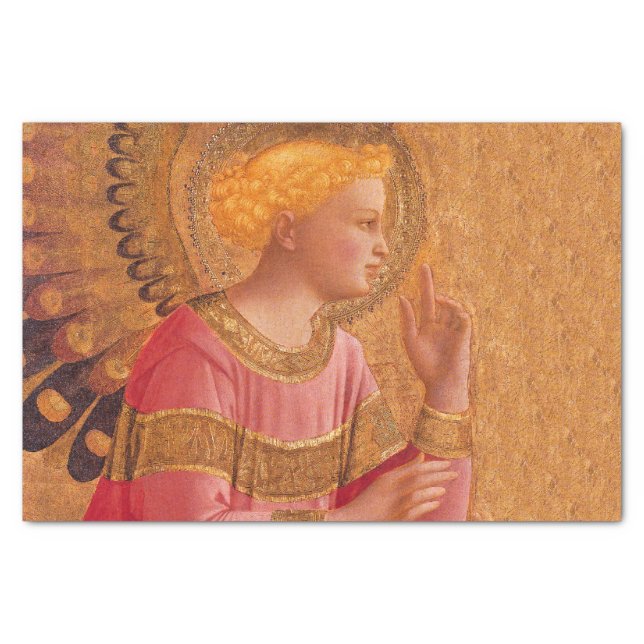 Vintage Pink Golden Christian Angel Tissue Paper (Front)
