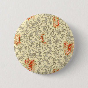 Vintage Pink Grey Artwork Botanical Floral 2 Inch Round Button