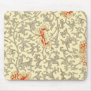 Vintage Pink Grey Artwork Botanical Floral Mouse Pad