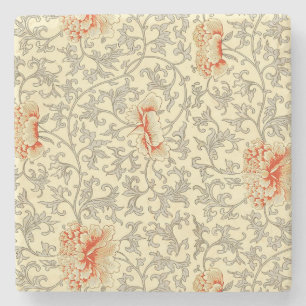 Vintage Pink Grey Artwork Botanical Floral Stone Coaster