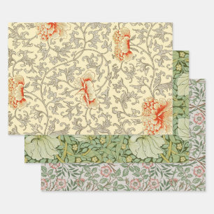 Vintage Pink Grey Artwork Botanical Floral Wrapping Paper Sheet