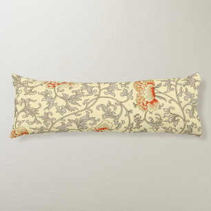 Vintage Pink Grey Botanical Floral Body Pillow
