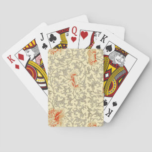 Vintage Pink Grey Botanical Floral Playing Cards