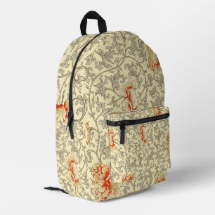 Vintage Pink Grey Botanical Floral Printed Backpack