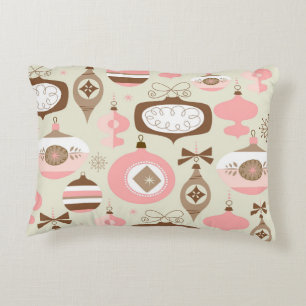Vintage Pink & Grey Christmas Ornaments Decorative Pillow
