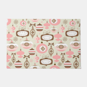 Vintage Pink & Grey Christmas Ornaments Doormat