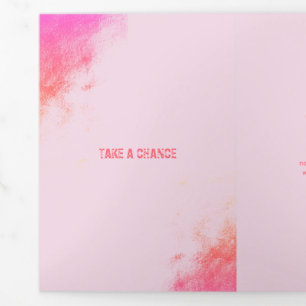 Vintage Pink Grunge Smudge Circle Frame Tri-Fold Card