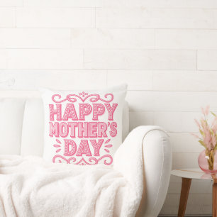 Vintage Pink Happy Mother’s Day Throw Pillow