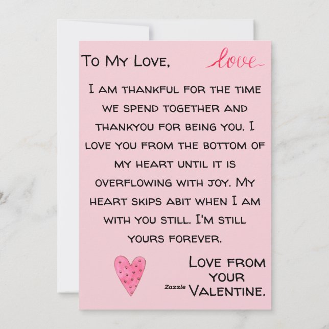 Vintage Pink Heart Personalized Valentine Card (Back)