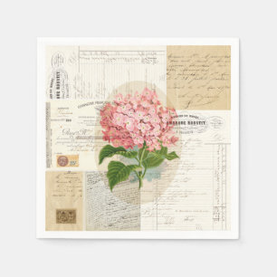 Vintage Pink Hydranga French Ephemera Napkins