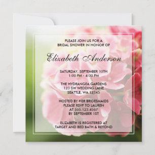 Vintage Pink Hydrangea Bridal Shower Invitation