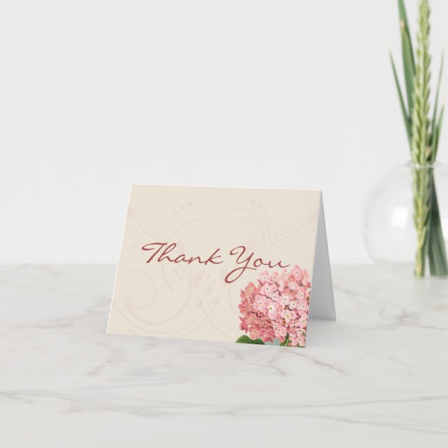 Vintage Pink Hydrangea Note Cards (Front)