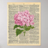 Vintage pink hydrangea on a vintage dictionary 