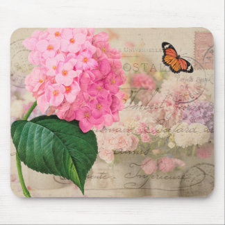 Vintage Pink Hydrangea Vintage Shabby Mousepad