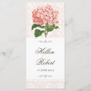 Vintage Pink Hydrangea Wedding Ceremony Program