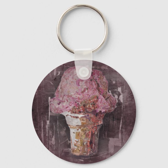 Vintage Pink Ice Cream Keychain (Front)