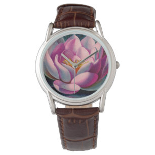 Vintage Pink Lotus Flower Watch