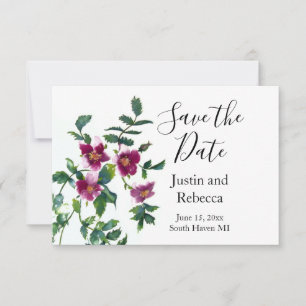 Vintage pink magenta Roses, watercolor pink roses Save The Date