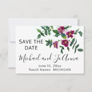 Vintage pink magenta Roses, watercolor pink roses Save The Date