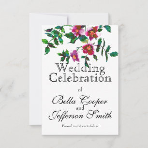 Vintage pink magenta watercolor roses  save the da date