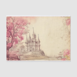 Vintage Pink Medieval Castle  Tissue Paper