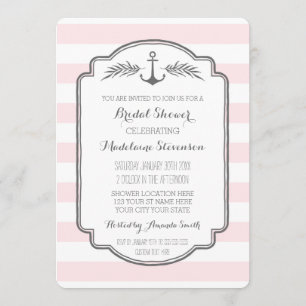 Vintage Pink Nautical Bridal Shower Invitations