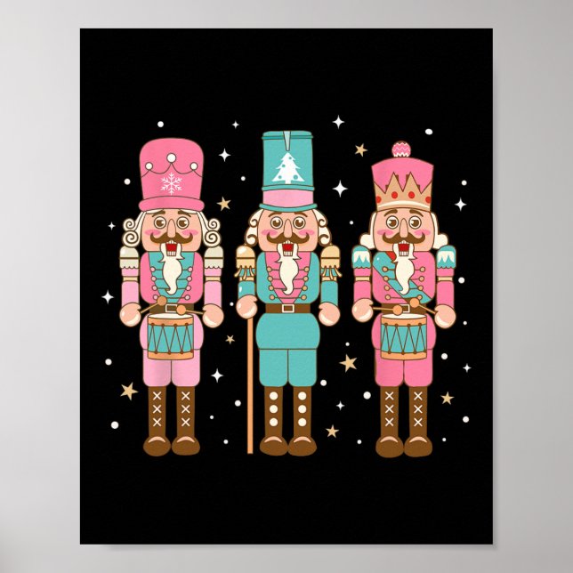 Vintage Pink Nutcracker Squad Pink Christmas Women Poster (Front)