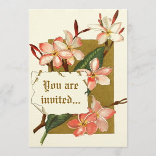 Vintage pink oleander flowers wedding invitation