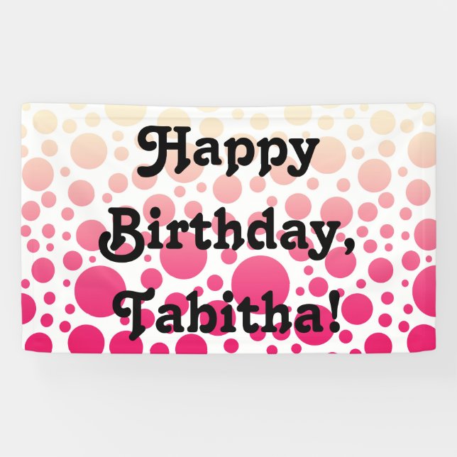 Vintage Pink Ombre Polka Dots Gradient Banner (Horizontal)