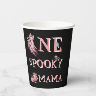 Vintage Pink One Spooky Mama Coquette Coffee Ghost Paper Cups