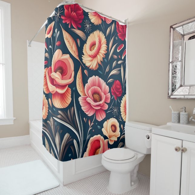 Vintage Pink, Orange, and Red Flower Pattern  (In Situ)