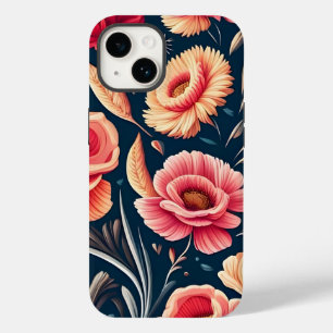 Vintage Pink, Orange, and Red Flower Pattern  Case-Mate iPhone 14 Case
