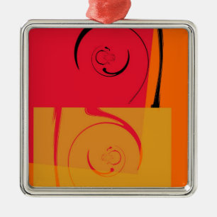 Vintage Pink, orange, yellow, black retro art deco Metal Ornament