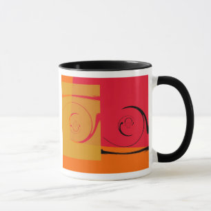 Vintage Pink, orange, yellow, black retro art deco Mug