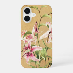 Vintage Pink Oriental Lily Botanical Flower Art iPhone 16 Case