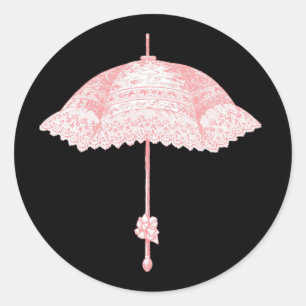 Vintage Pink Parasol Stickers