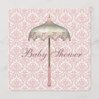 Vintage Pink Parasol Umbrella Baby Girl Shower
