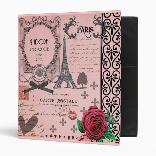 Vintage Pink Paris Collage binder (Front/Inside)
