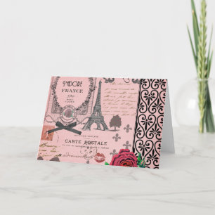 Vintage Pink Paris Collage Card
