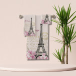 Vintage Pink Paris Eiffel Tower Romantic Collage Bath Towel Set<br><div class="desc">Transform your bathroom into a romantic haven with this stunning bathroom towel set comprising of a wash towel,  a hand towel and a bath towel with a vintage pink Paris Eiffel Tower collage image on. The monogram is fully customizable.</div>