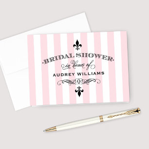 Vintage Pink Parisian Stripes Bridal Shower Thank You Card
