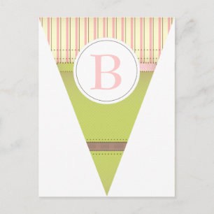 Vintage Pink Party Flag Bunting Banner Postcard