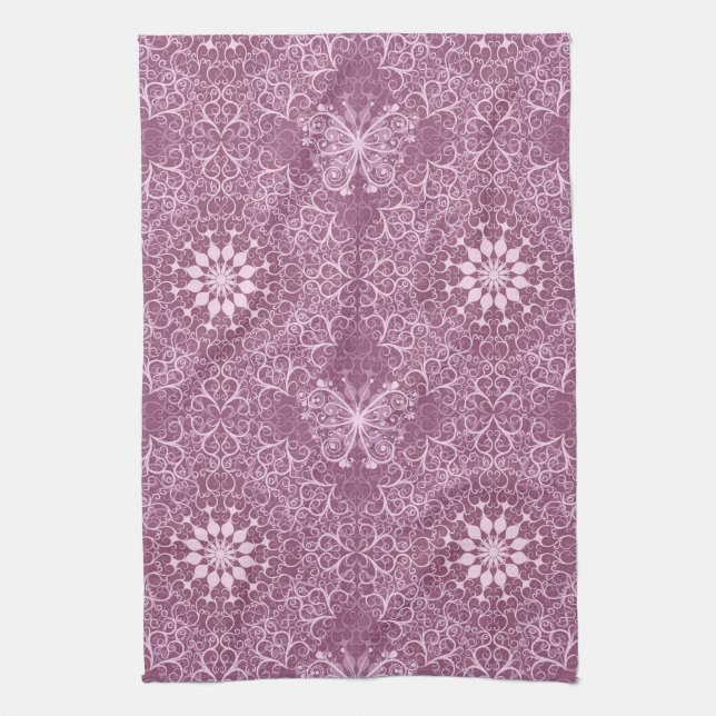 Vintage Pink Pattern Kitchen Towel (Vertical)