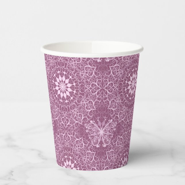 Vintage Pink Pattern Paper Cups (Left)