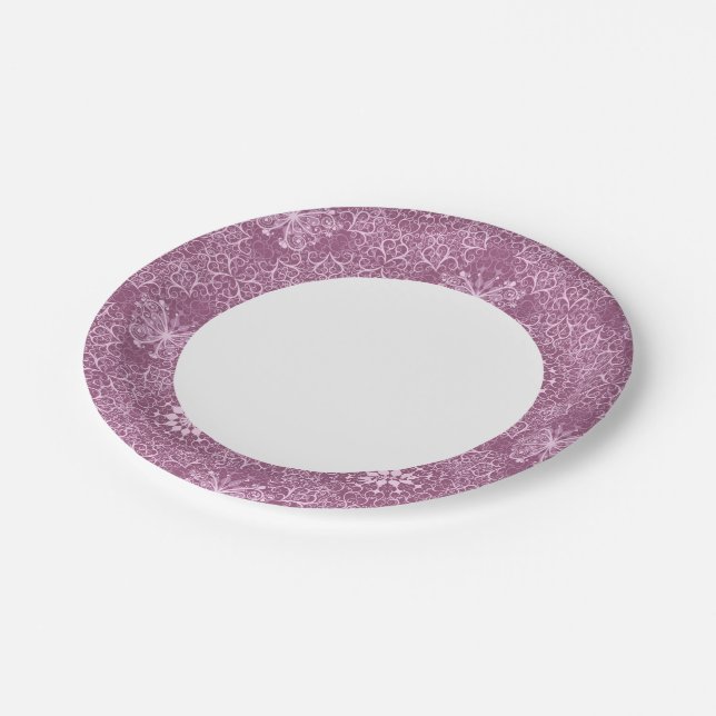 Vintage Pink Pattern Paper Plate (Angled)