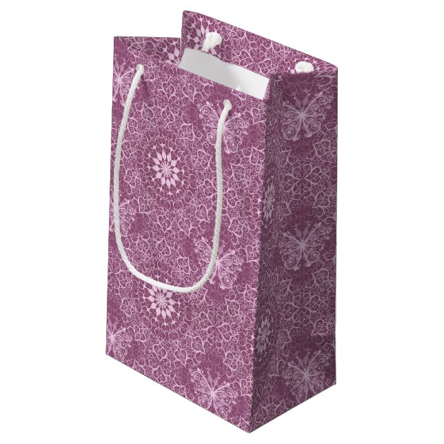 Vintage Pink Pattern Small Gift Bag (Back Angled)