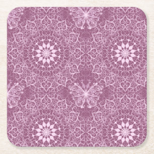 Vintage Pink Pattern Square Paper Coaster