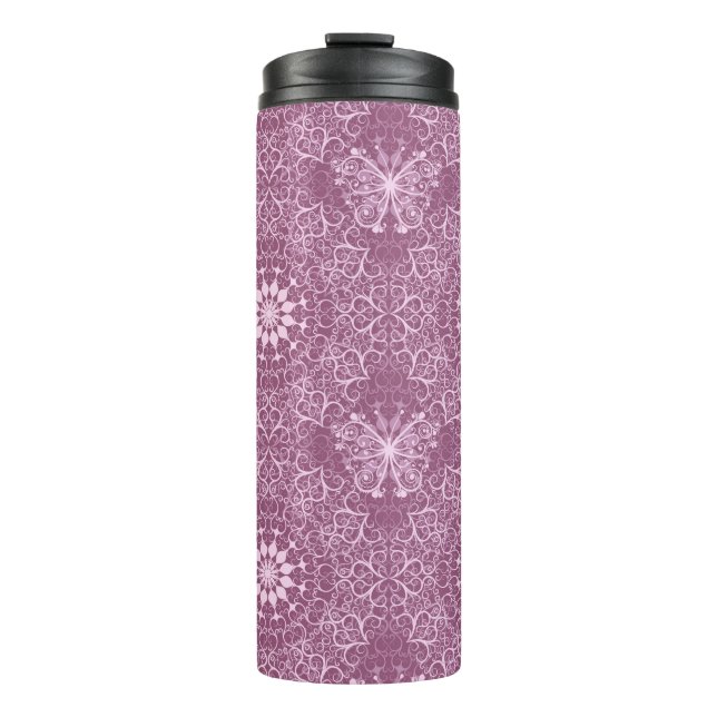 Vintage Pink Pattern Thermal Tumbler (Front)