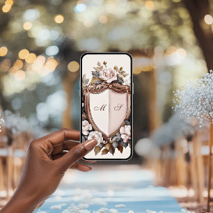 Vintage Pink Peonies Rococo Wedding Crest iPhone 13 Case